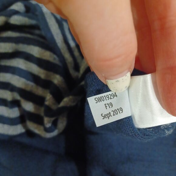 SmartWool Crew Neck Sweater Mens L Navy Blue Stripe Wool Blend Pullover - Picture 7 of 7